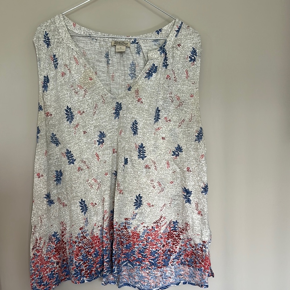 Lucky Brand Blue and Red Floral Blouse